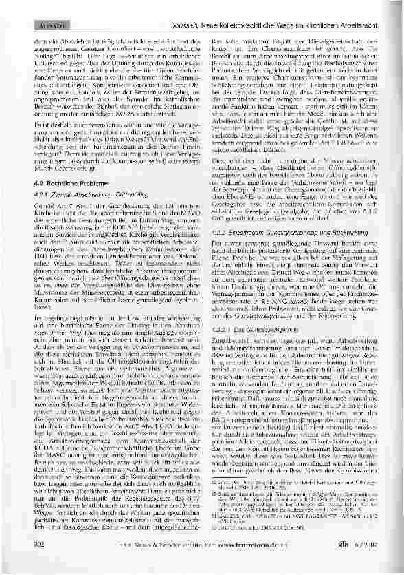 Vorschauseite 3: Neue kollektivrechtliche Wege im kirchlichen Arbeitsrecht -Modelle für die Zukunft oder Sackgassen der rechtlichen Entwicklung?1