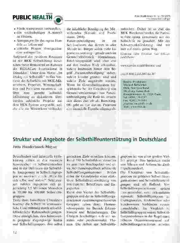 Vorschauseite 2: Selbsthilfeförderung durch die Gesetzliche Krankenversicherung (GKV)