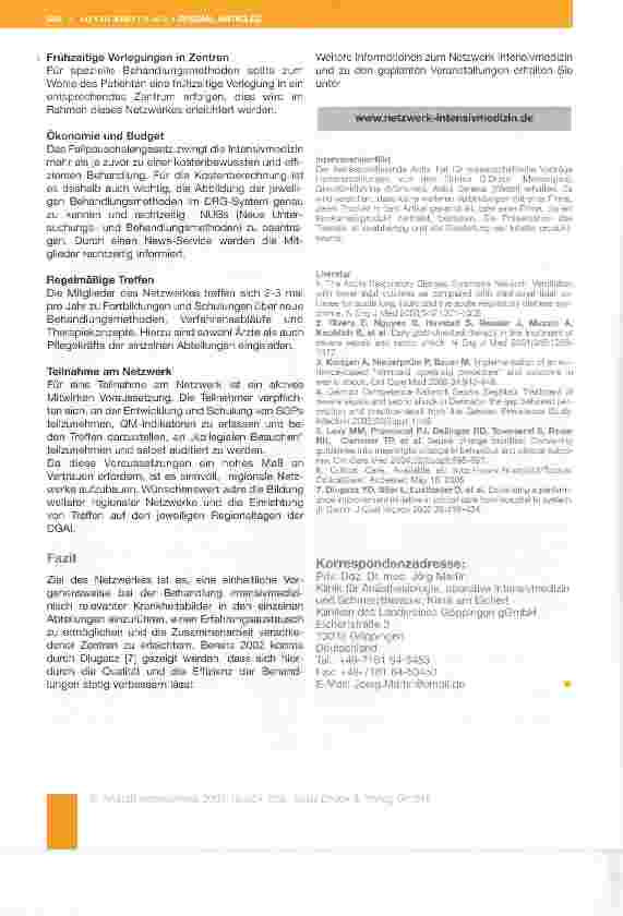 Vorschauseite 3: Regionales Netzwerk Intensivmedizin in Baden-Württemberg1
