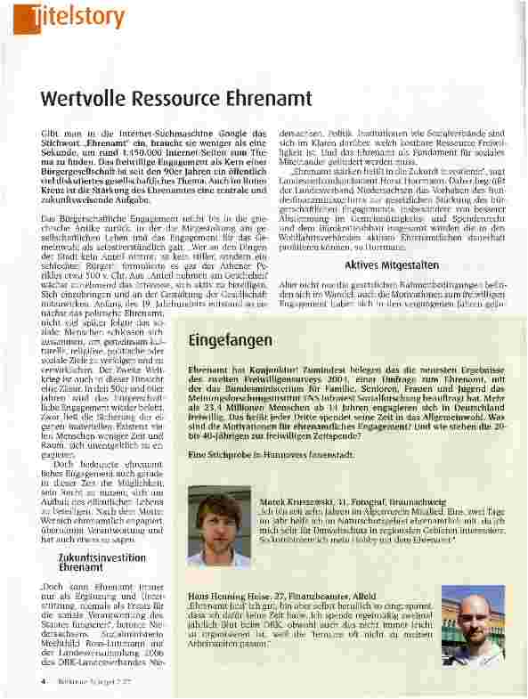 Vorschauseite 1: Wertvolle Ressource Ehrenamt
