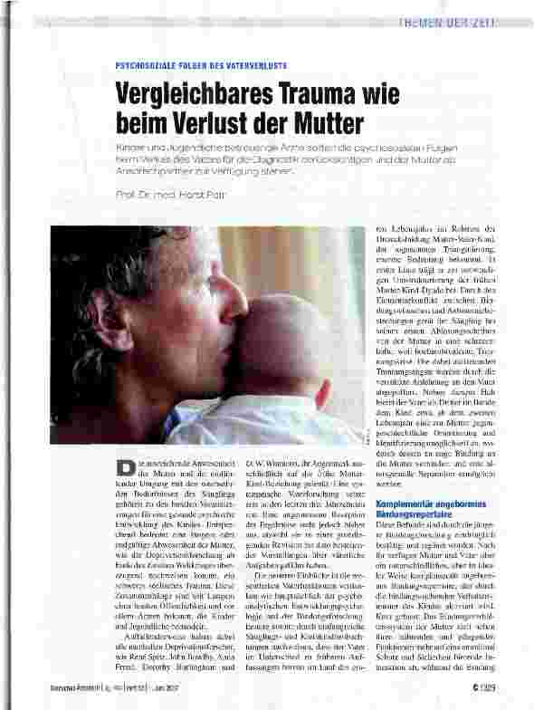Vorschauseite 1: Vergleichbares Trauma wie beim Verlust der Mutter