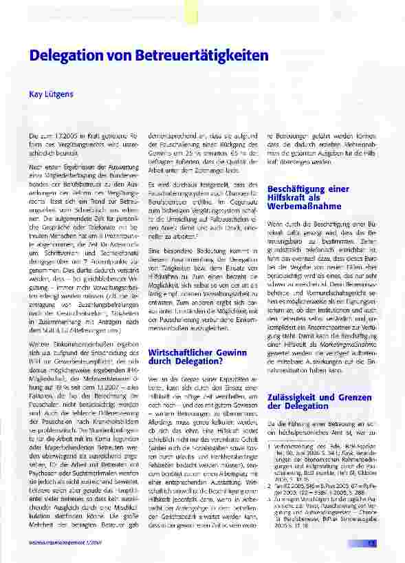 Vorschauseite 1: Delegation von Betreuertätigkeiten