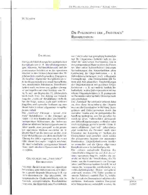 Vorschauseite 1: Die Philosophie der Fast-Track Rehabilitation