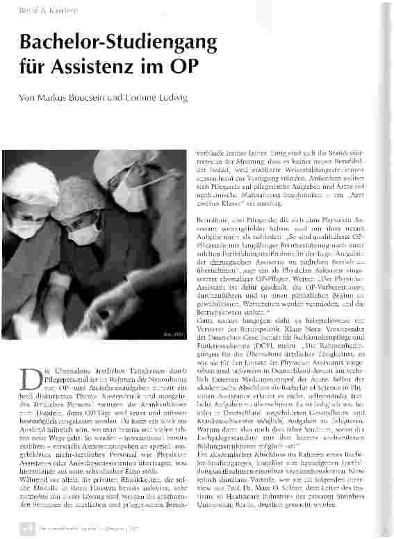 Vorschauseite 1: Bachelor-Studiengang für Assistenz im OP