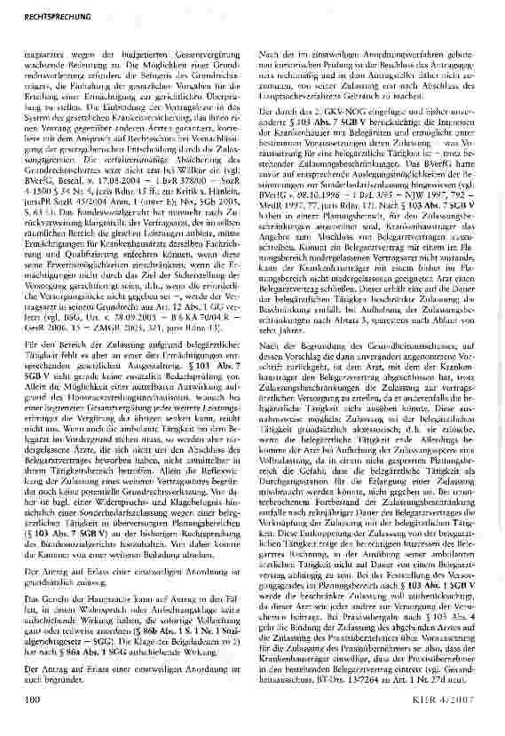 Vorschauseite 5: Belegarztvertrag muss nicht zwingend mit niedergelassenem Arzt geschlossen werden