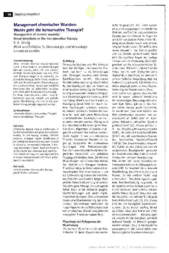 Vorschauseite 1: Management chronischer Wunden: Wohin geht die konservative Therapie?