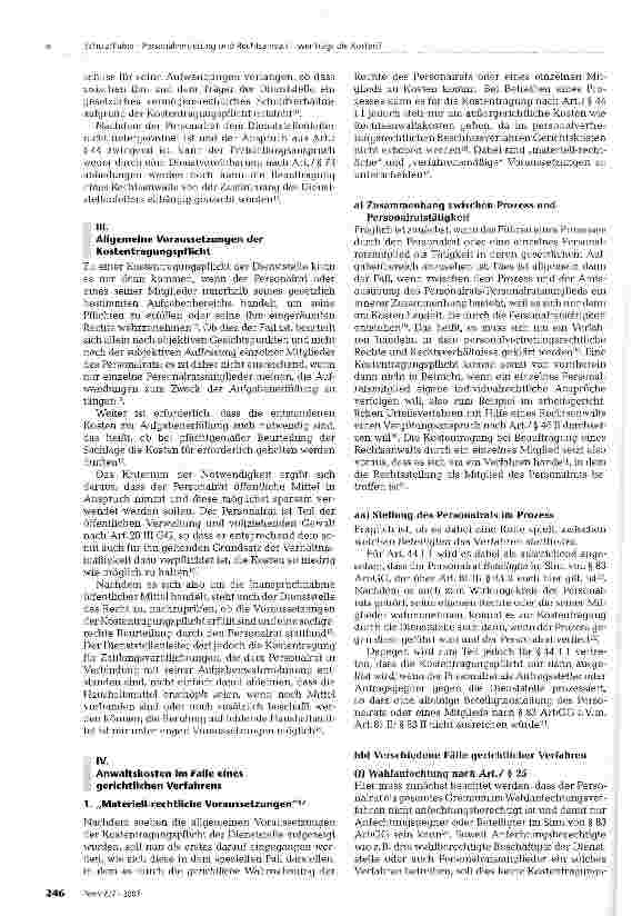 Vorschauseite 2: Personalvertretung und Rechtsanwalt-wer trägt die Kosten?