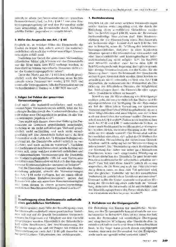 Vorschauseite 5: Personalvertretung und Rechtsanwalt-wer trägt die Kosten?