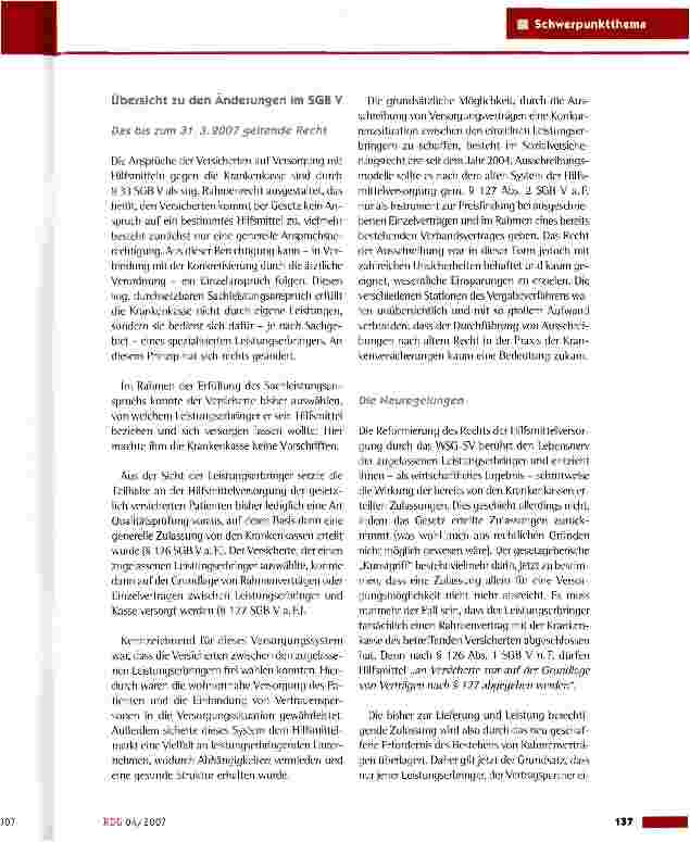 Vorschauseite 2: Neuregelungen in der Hilfsmittelversorgung - Machtzuwachs für die Krankenkassen und Einschränkung des Patientenwahlrechts