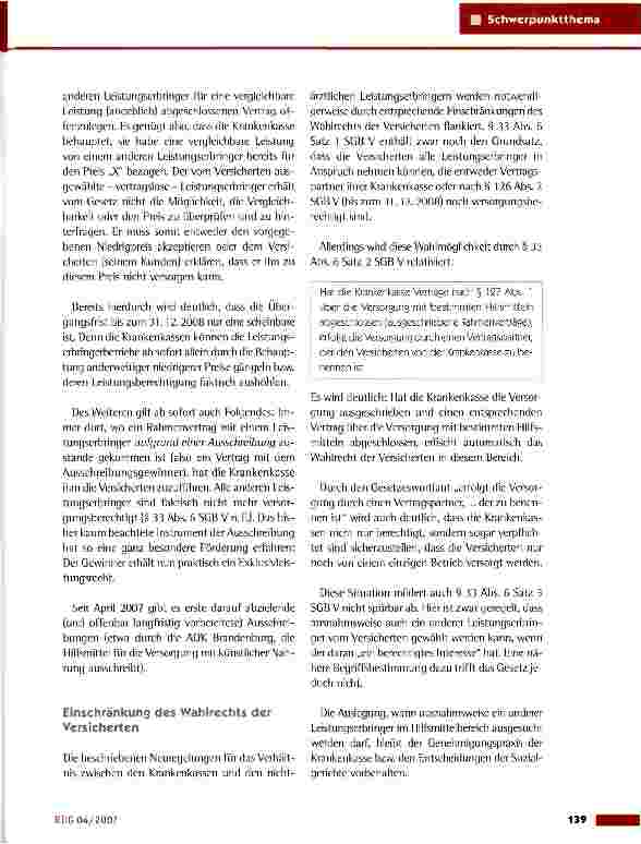Vorschauseite 4: Neuregelungen in der Hilfsmittelversorgung - Machtzuwachs für die Krankenkassen und Einschränkung des Patientenwahlrechts