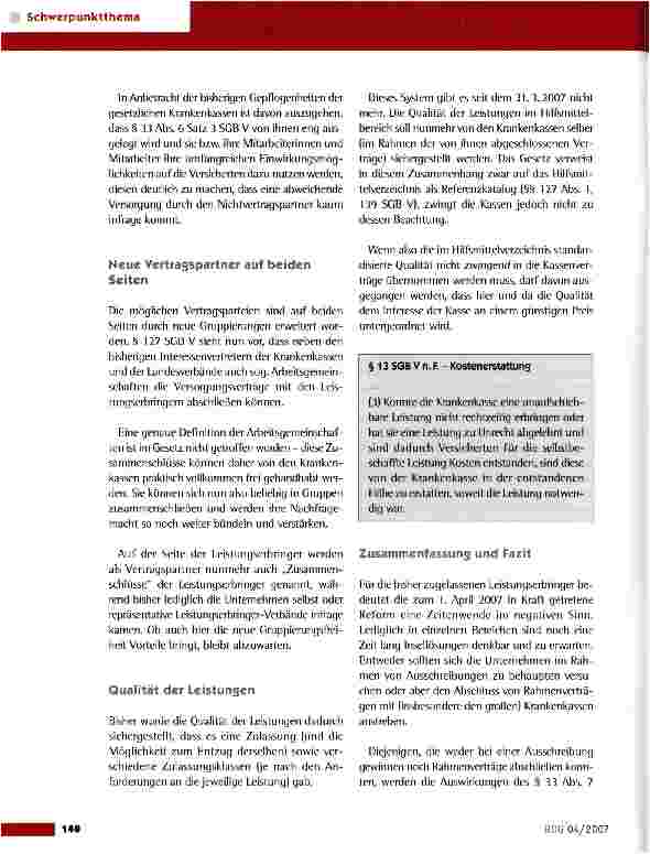 Vorschauseite 5: Neuregelungen in der Hilfsmittelversorgung - Machtzuwachs für die Krankenkassen und Einschränkung des Patientenwahlrechts