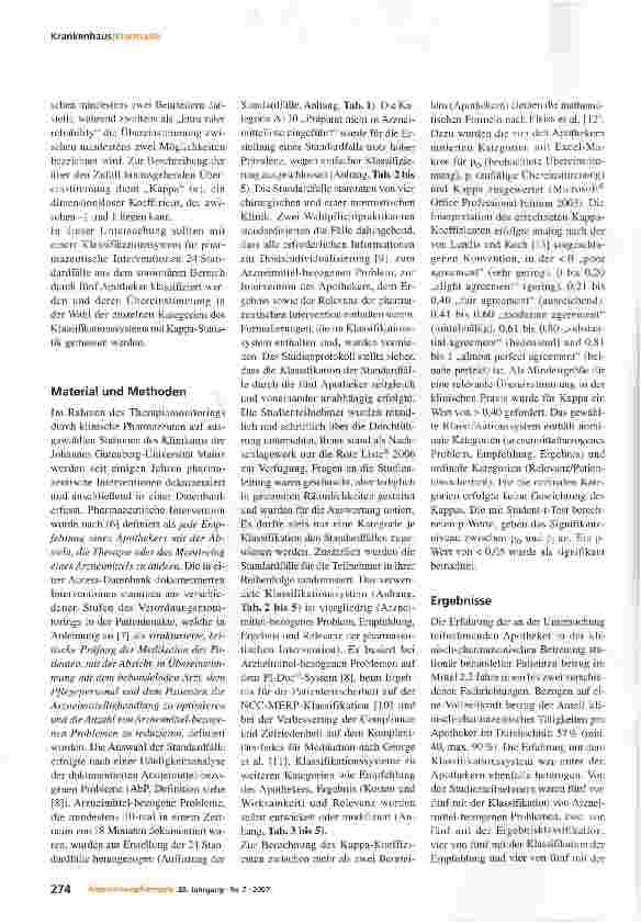 Vorschauseite 2: Verlässlichkeit eines Klassifikationssystems für pharmazeutische Interventionen