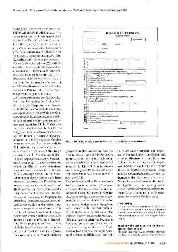 Vorschauseite 5: Verlässlichkeit eines Klassifikationssystems für pharmazeutische Interventionen