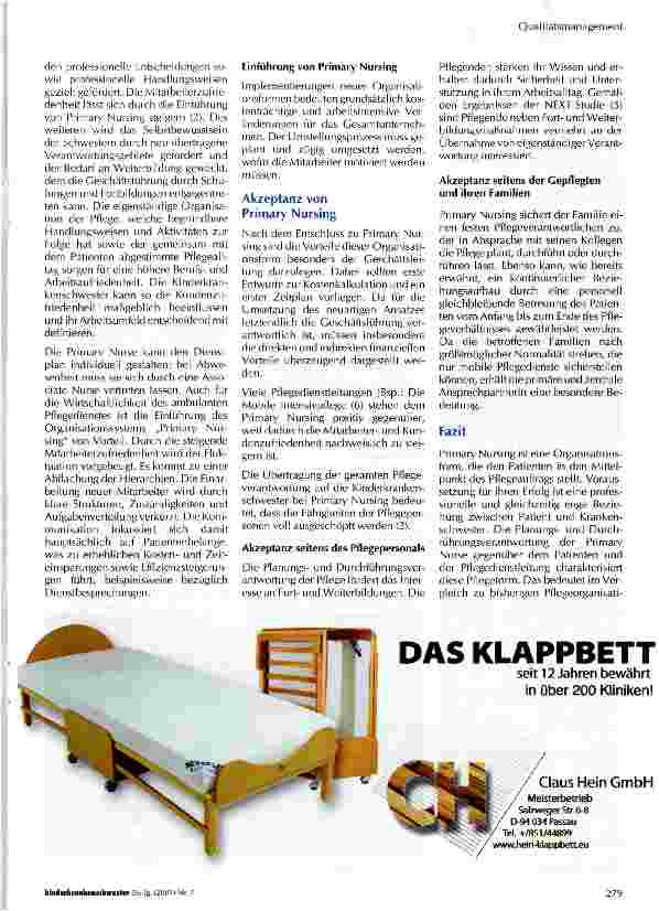 Vorschauseite 3: Qualitätssteigerung durch Einführung von Primary Nursingin die ambulante Kinderkrankenpflege