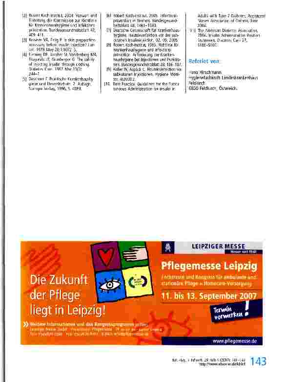 Vorschauseite 3: Ist es notwendig, vor der subcutanen Insulininjektion eine Hautantiseptik durchzuführen?