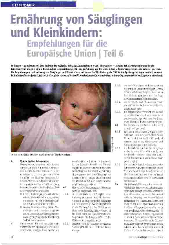 Vorschauseite 1: Ernährung von Säuglingen und Kleinkindern