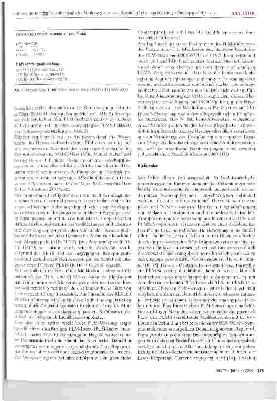 Vorschauseite 3: Einfluss der Medikation auf periodische Beinbewegungen im Schlaf und auf die Kognition bei einem 86-jährigen Patienten mit Demenz