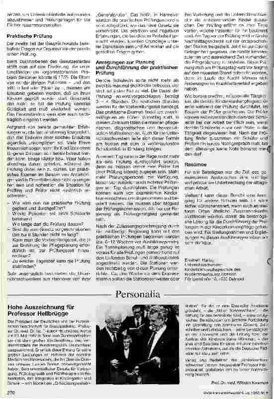 Vorschauseite 2: Organisation der schriftlichen und praktischen Kinderkrankenpflegeprüfung - ein Informationsaustausch am 6. 5. 87 in Bad Salzuflen