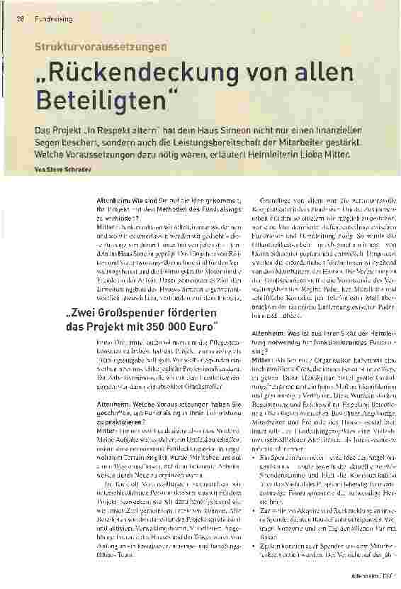 Vorschauseite 1: Rückendeckung von allen Beteiligten