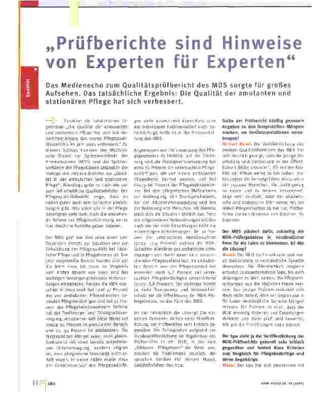 Vorschauseite 1: Prüfberichte sind Hinweise von Experten für Experten