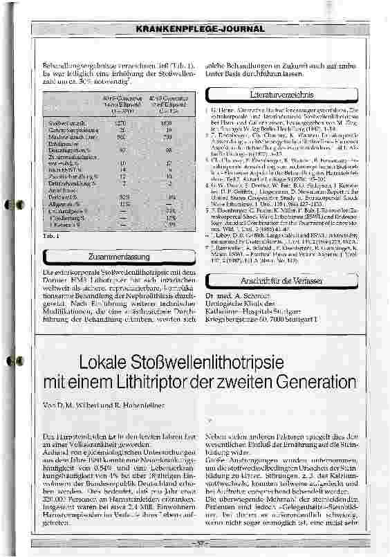 Vorschauseite 1: Lokale Stoßwellenlithotripsie mit einem Lithitriptor der zweiten Generation