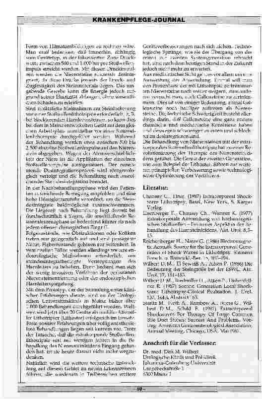 Vorschauseite 4: Lokale Stoßwellenlithotripsie mit einem Lithitriptor der zweiten Generation
