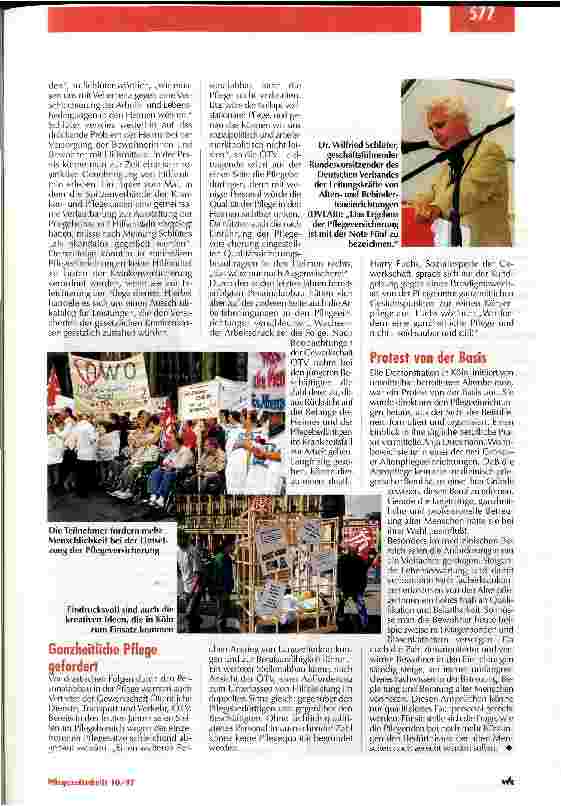 Vorschauseite 2: Weiterer Arbeitsplatzabbau ist nicht zu verkraften 10 000 protestieren gegen Mißstände in der Altenpflege