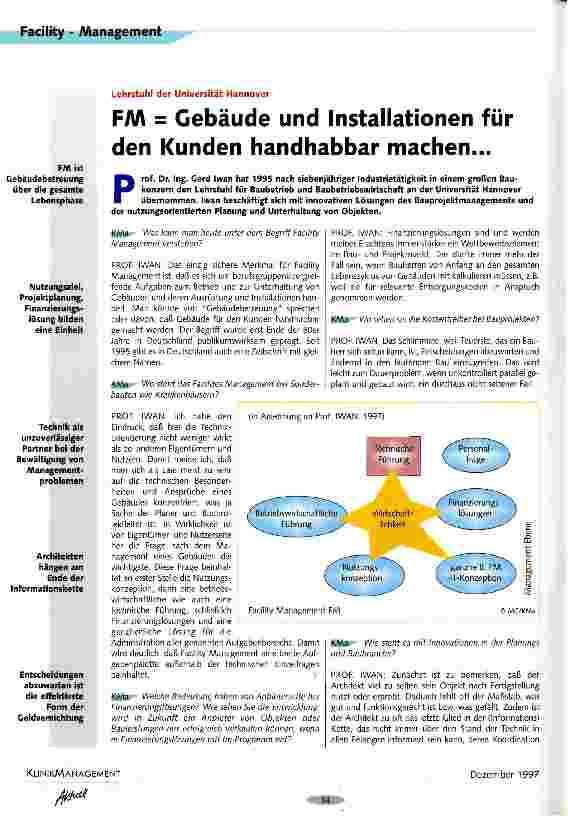 Vorschauseite 1: FM = Gebäude und Installation für den Kunden handhabbar machen...