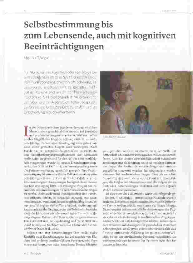 Vorschauseite 1: Selbstbestimmung bis zum Lebensende, auch mit kognitiven Beeinträchtigungen