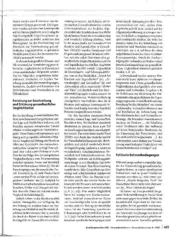 Vorschauseite 2: Strategien zur Verminderung gesundheitlicher Ungleichheiten in Deutschland