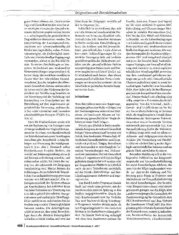 Vorschauseite 5: Strategien zur Verminderung gesundheitlicher Ungleichheiten in Deutschland