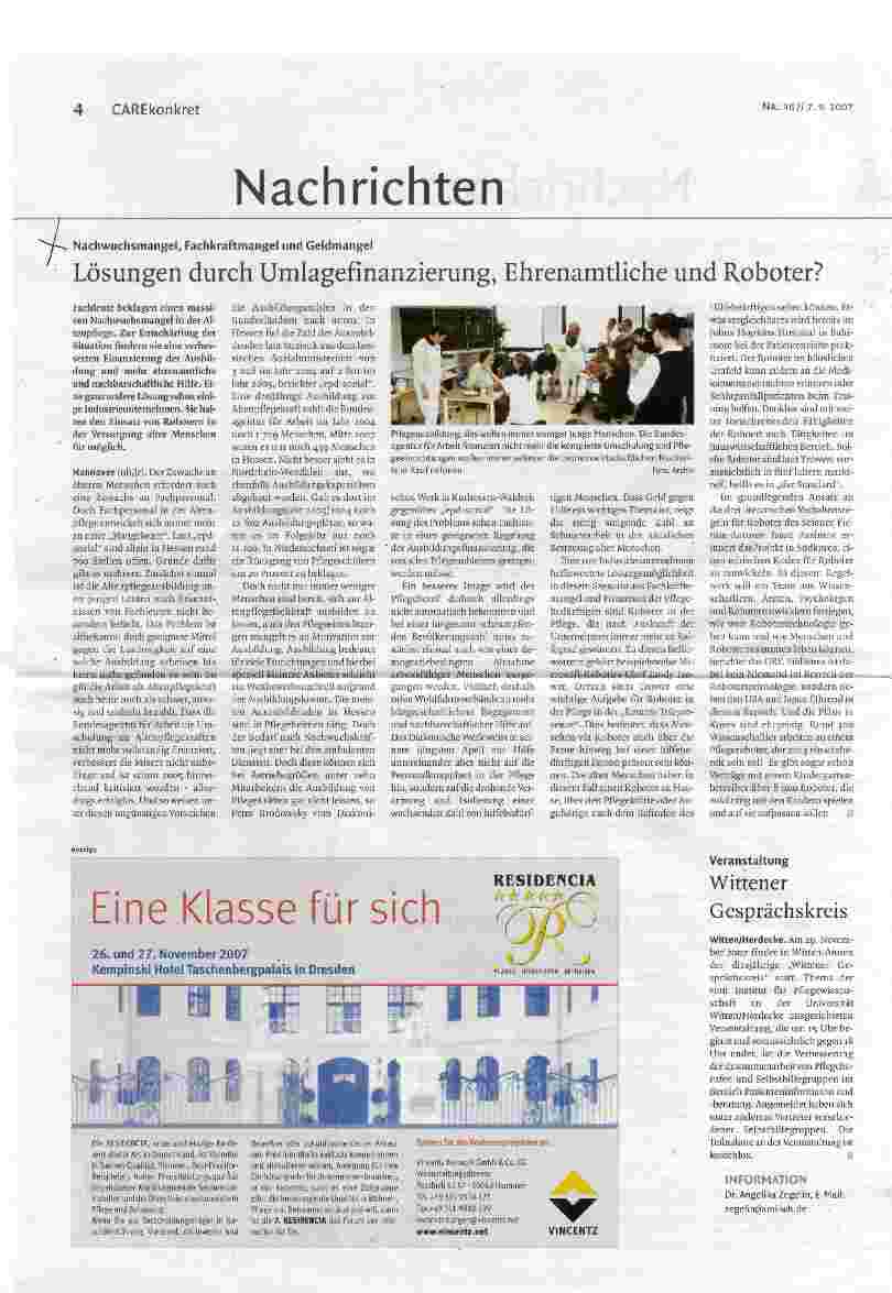 Vorschauseite 1: Lösungen durch Umlagefinanzierung, Ehrenamtliche und Roboter?