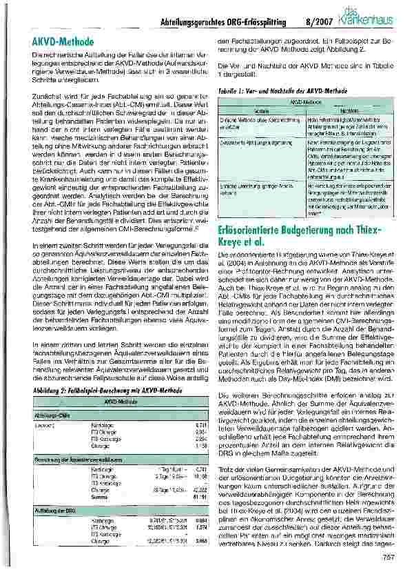 Vorschauseite 2: Vorbereitung zum Profitcenter: Abteilungsgerechtes DRG-Erlössplitting