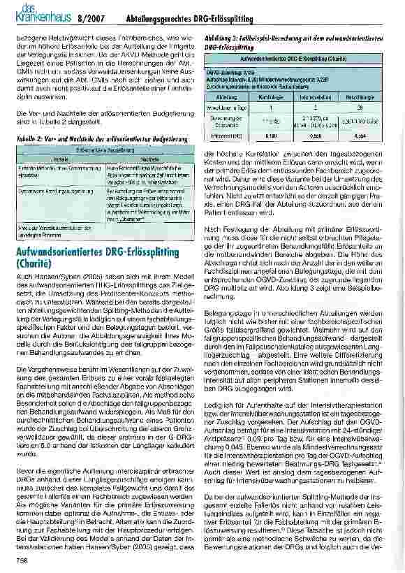 Vorschauseite 3: Vorbereitung zum Profitcenter: Abteilungsgerechtes DRG-Erlössplitting