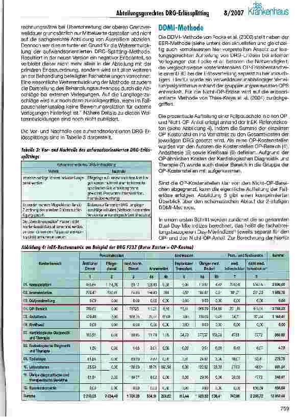 Vorschauseite 4: Vorbereitung zum Profitcenter: Abteilungsgerechtes DRG-Erlössplitting