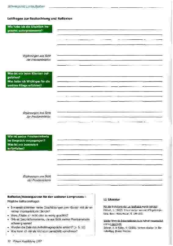 Vorschauseite 2: Ein Aufnahmegespräch beobachten und sich in die Beteiligten einfühlen