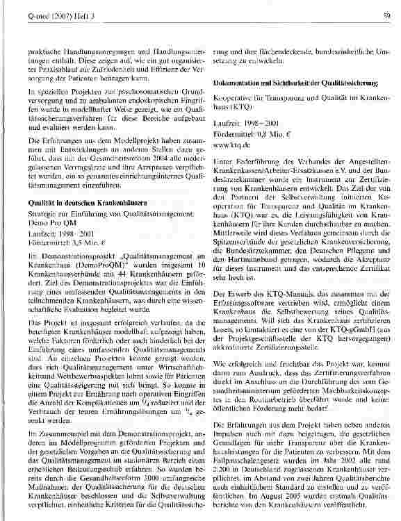 Vorschauseite 2: Modellprogramm zur Förderung der medizinischen Qualitätssicherung Benchmarking in der Patientenversorgung