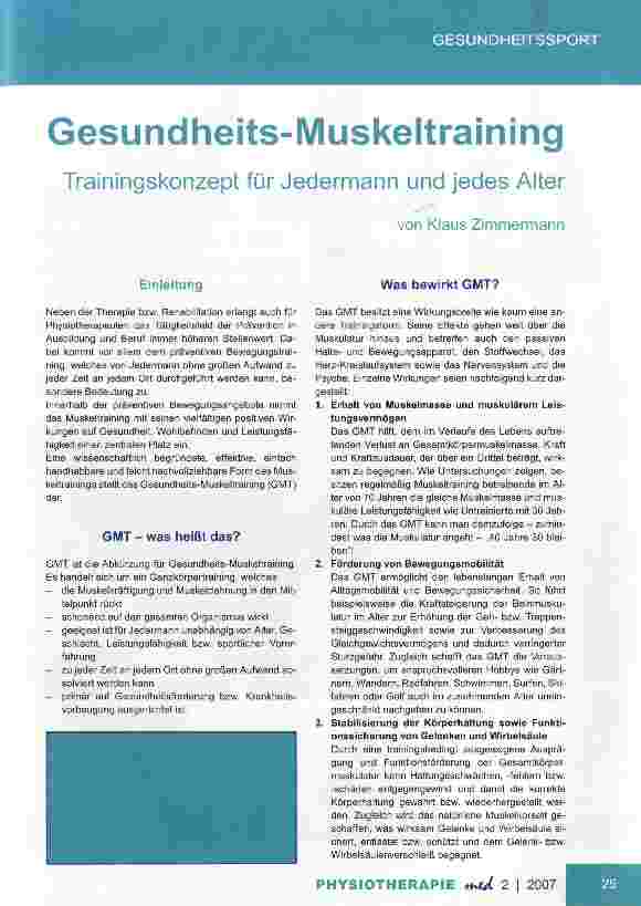 Vorschauseite 1: Gesundheits-Muskeltraining Trainingskonzept für Jedermann und jedes Alter