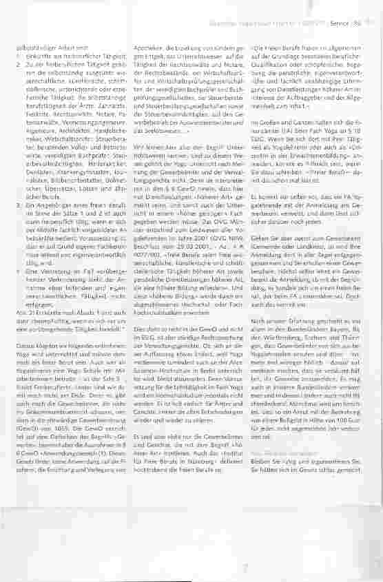 Vorschauseite 2: Yogalehrerln - Freier Beruf oder Gewerbe?