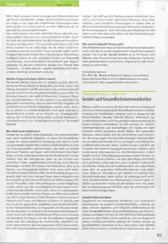 Vorschauseite 2: Gender und Gesundheit Was gibt es Neues?