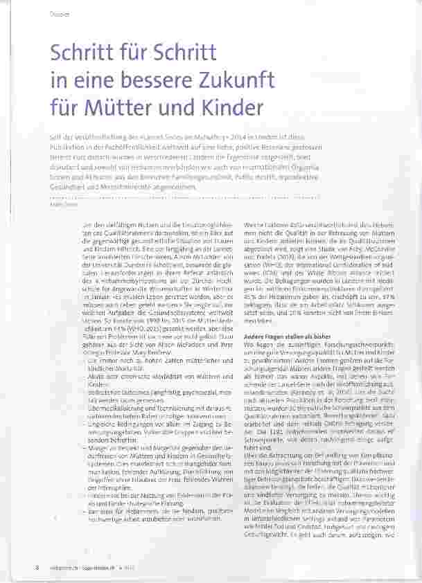 Vorschauseite 1: Schritt für Schritt in eine bessere Zukunft für Mütter und Kinder