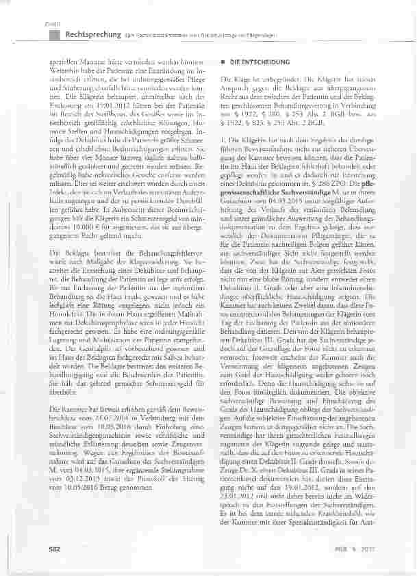 Vorschauseite 2: Zum Nachweis des Entstehens eines Dekubitus infolge von Pflegemängeln