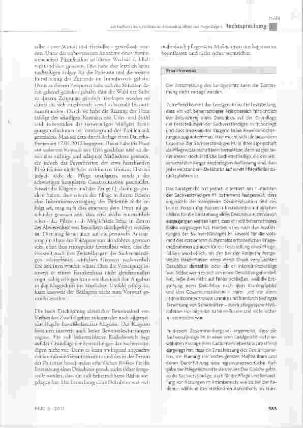Vorschauseite 5: Zum Nachweis des Entstehens eines Dekubitus infolge von Pflegemängeln