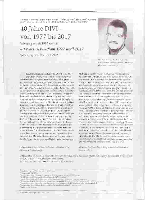 Vorschauseite 1: 40 Jahre DIVI von 1977 bis 2017