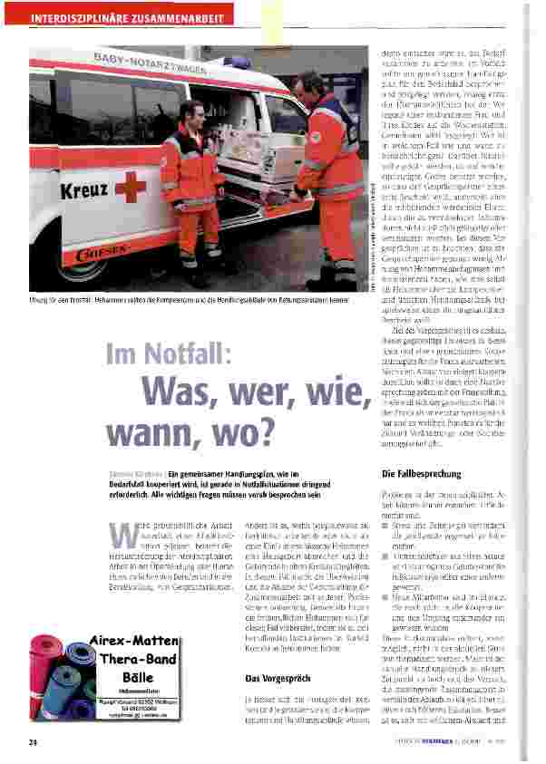 Vorschauseite 1: Im Notfall: Was, wer, wie, wann, wo?