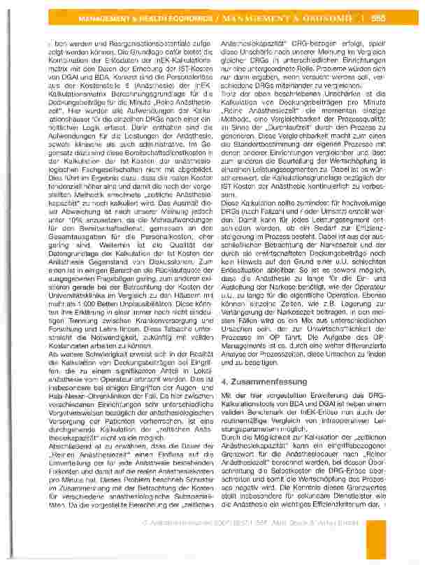 Vorschauseite 4: Deckungsbeitragskalkulation mit dem DRG-Kalkulationstool zur Steuerung von Prozesszeiten im Funktionsbereich OP