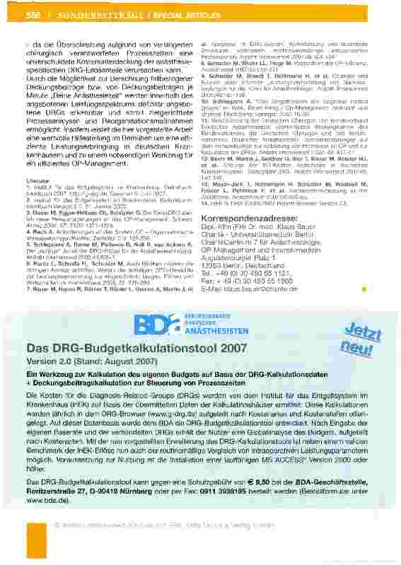 Vorschauseite 5: Deckungsbeitragskalkulation mit dem DRG-Kalkulationstool zur Steuerung von Prozesszeiten im Funktionsbereich OP