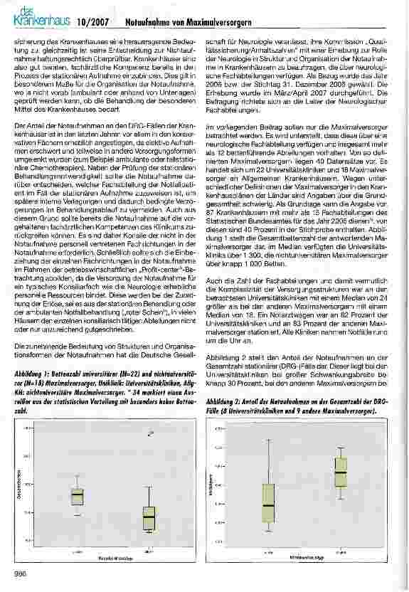 Vorschauseite 2: Die Notaufnahmen von Maximalversorgern in Deutschland