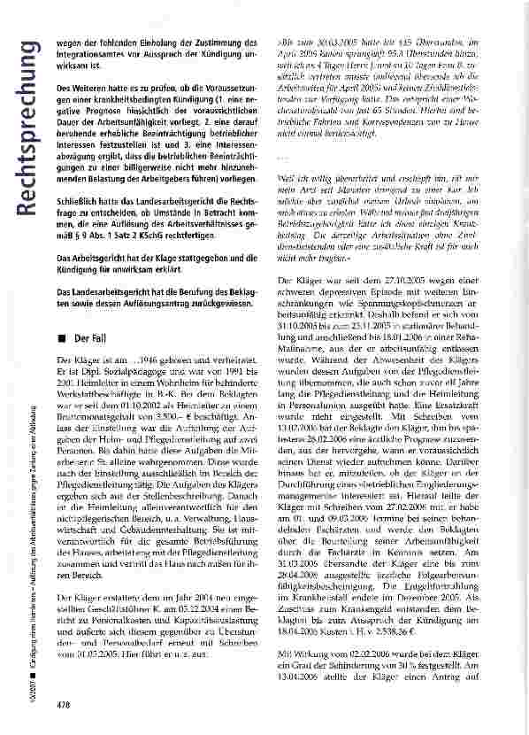 Vorschauseite 2: Kündigung eines Heimleiters - Auflösung des Arbeitsverhältnisses gegen Zahlung einer Abfindung