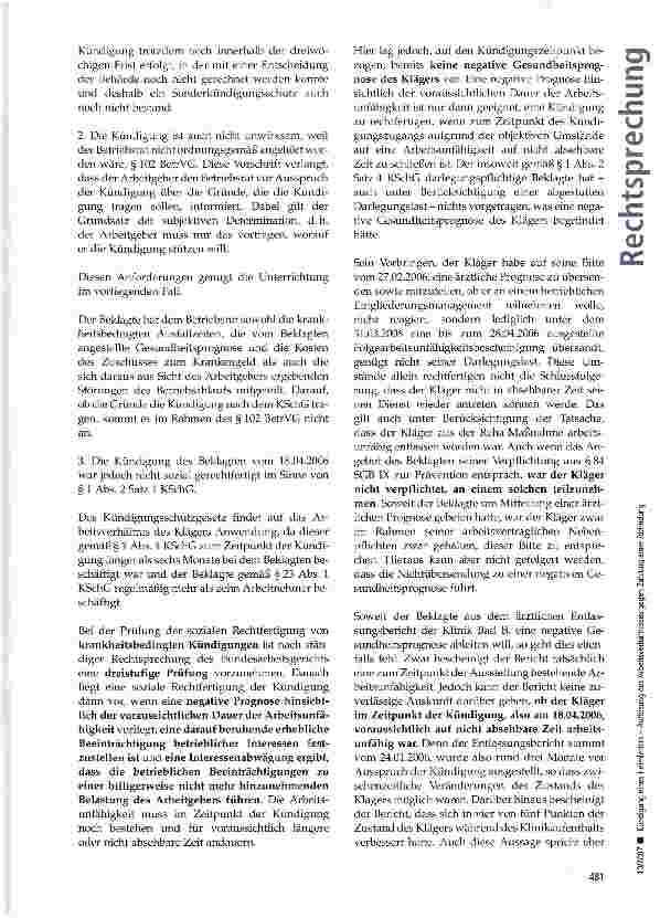 Vorschauseite 5: Kündigung eines Heimleiters - Auflösung des Arbeitsverhältnisses gegen Zahlung einer Abfindung